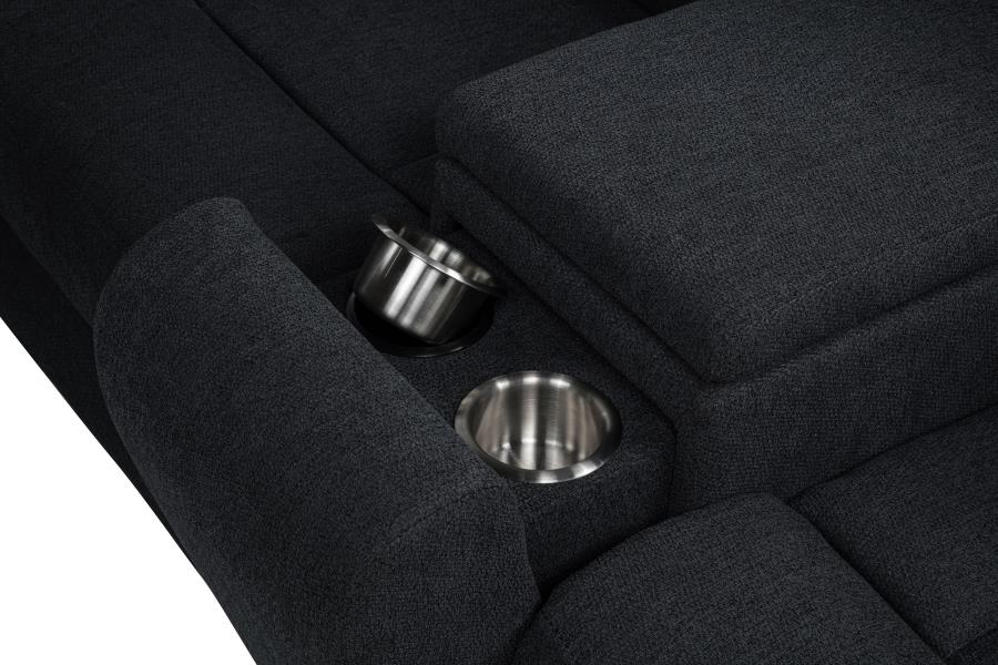 Coaster Hagen Steel Grey Fabric Power Reclining Sectional Sofa – 600500P — product view 5