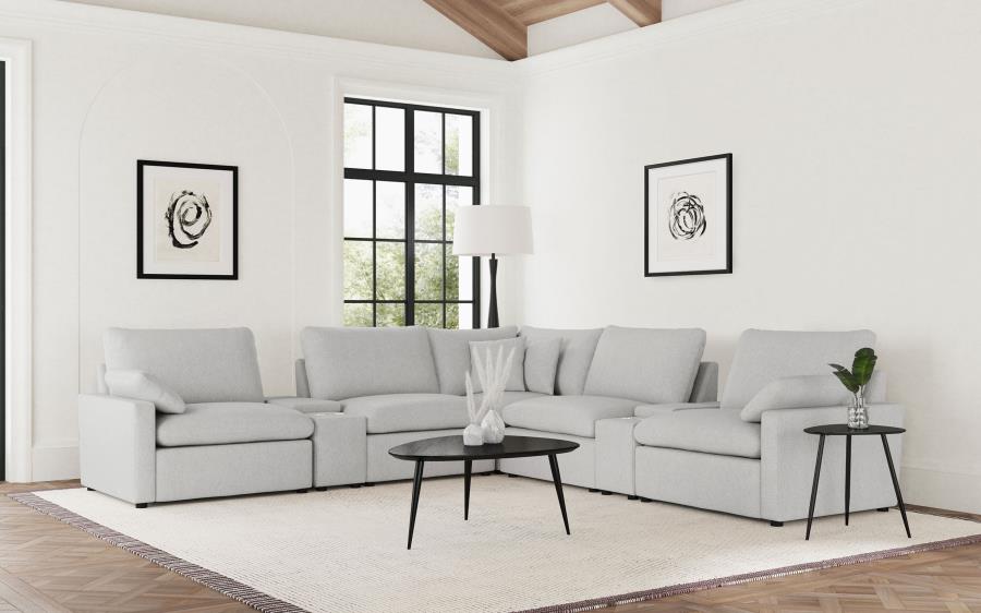 Coaster Collins Grey Fabric 7-Pc Power Motion Sectional Sofa with Charging Ports – 609560P-SETA — product view 1