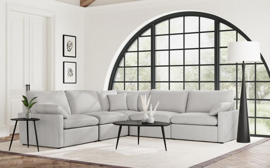 Coaster Collins Grey Fabric 5-Pc Power Motion Sectional Sofa with Charging Ports – 609560P — product view 1