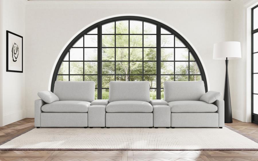 Coaster Collins Grey Fabric 5-Piece Power Home Theater Seating with Console Centers – 609561PT — product view 1