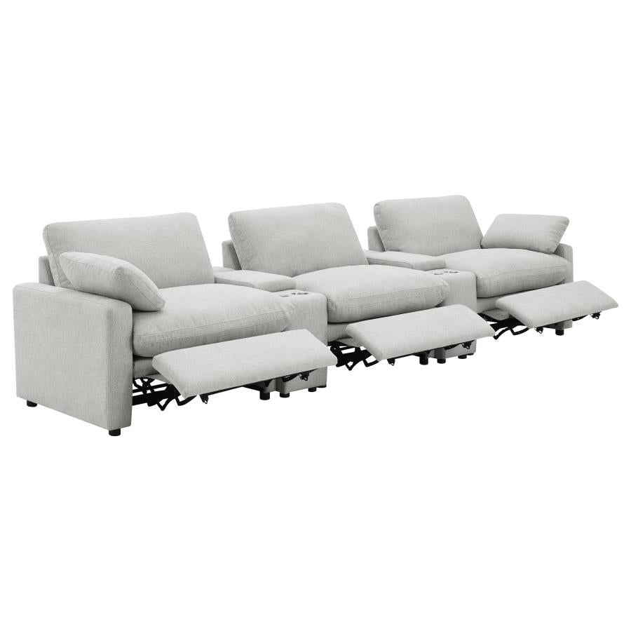 Coaster Collins Grey Fabric 5-Piece Power Home Theater Seating with Console Centers – 609561PT — product view 3