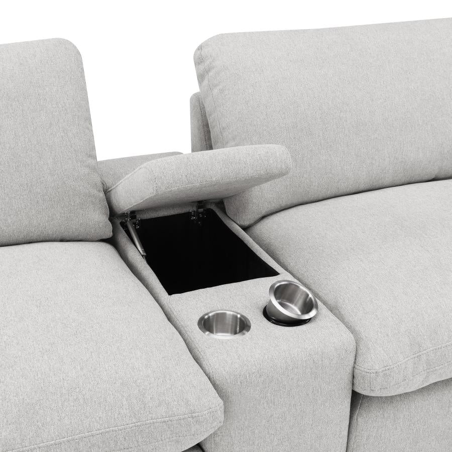 Coaster Collins Grey Fabric 5-Piece Power Home Theater Seating with Console Centers – 609561PT — product view 4