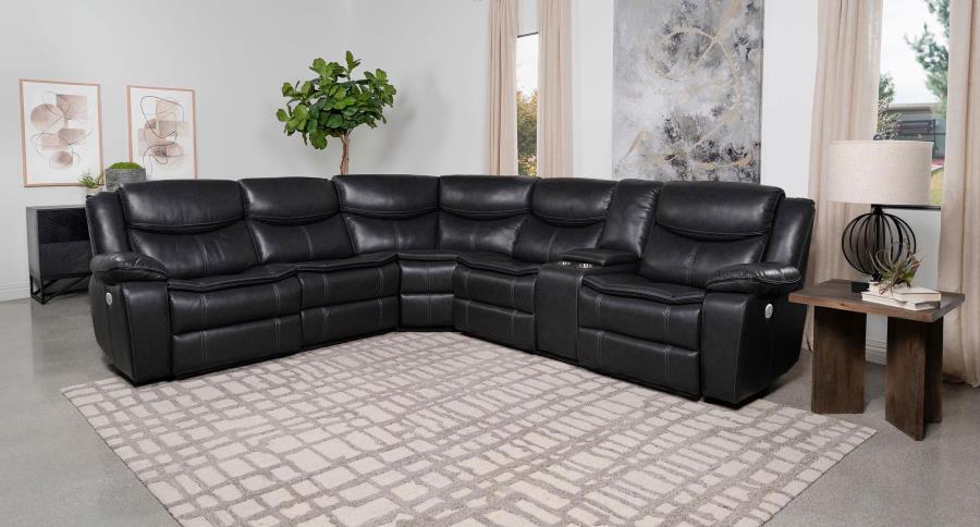 Coaster Sycamore Dark Grey Leatherette Power Reclining Sectional Sofa – 610200P — product view 1