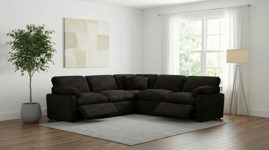 Coaster Collins Chocolate Brown Corduroy Power Motion Sectional Sofa with Charging Ports – 610350P — product view 2