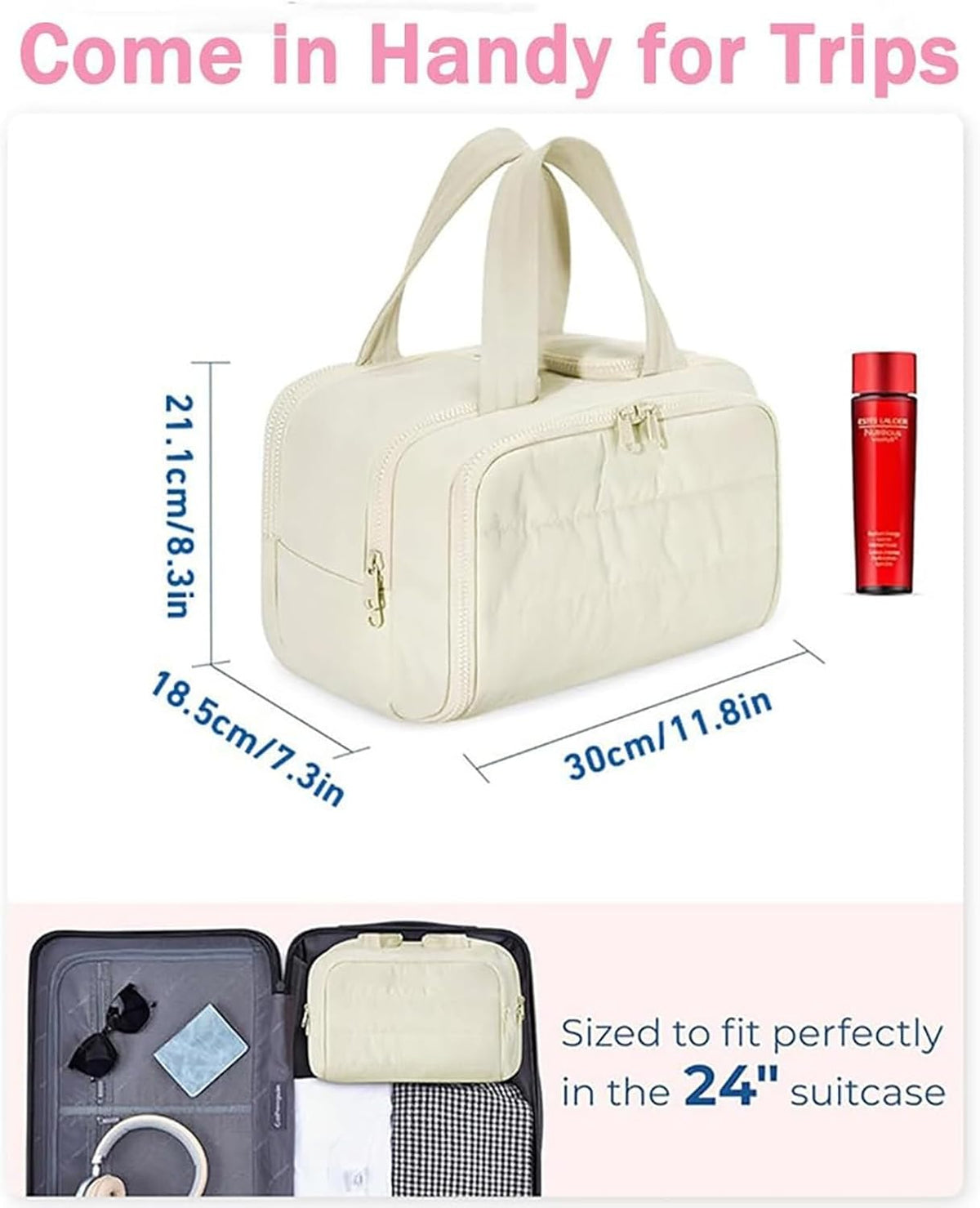 LoungeYard | 4-in-1 Puffy Toiletry Bag for Women – Large Travel Makeup & Skincare Organiser — product view 7