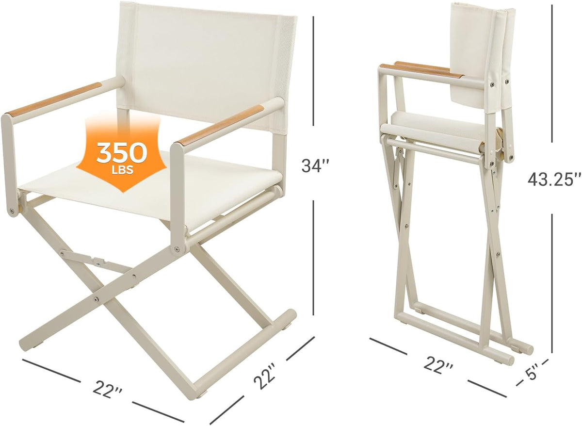 LOUNGE YARD Outdoor & Indoor Aluminum Mesh Sling Folding Director Chair Lightweight All-Weather Wood Grain Camping and Hunting Chair for Garden — product view 7