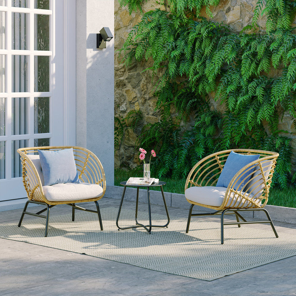 LOUNGE YARD Outdoor Wicker Sofa 5-Piece Set with Beige Thick Cushions, with Patio Coffee Table — product view 1