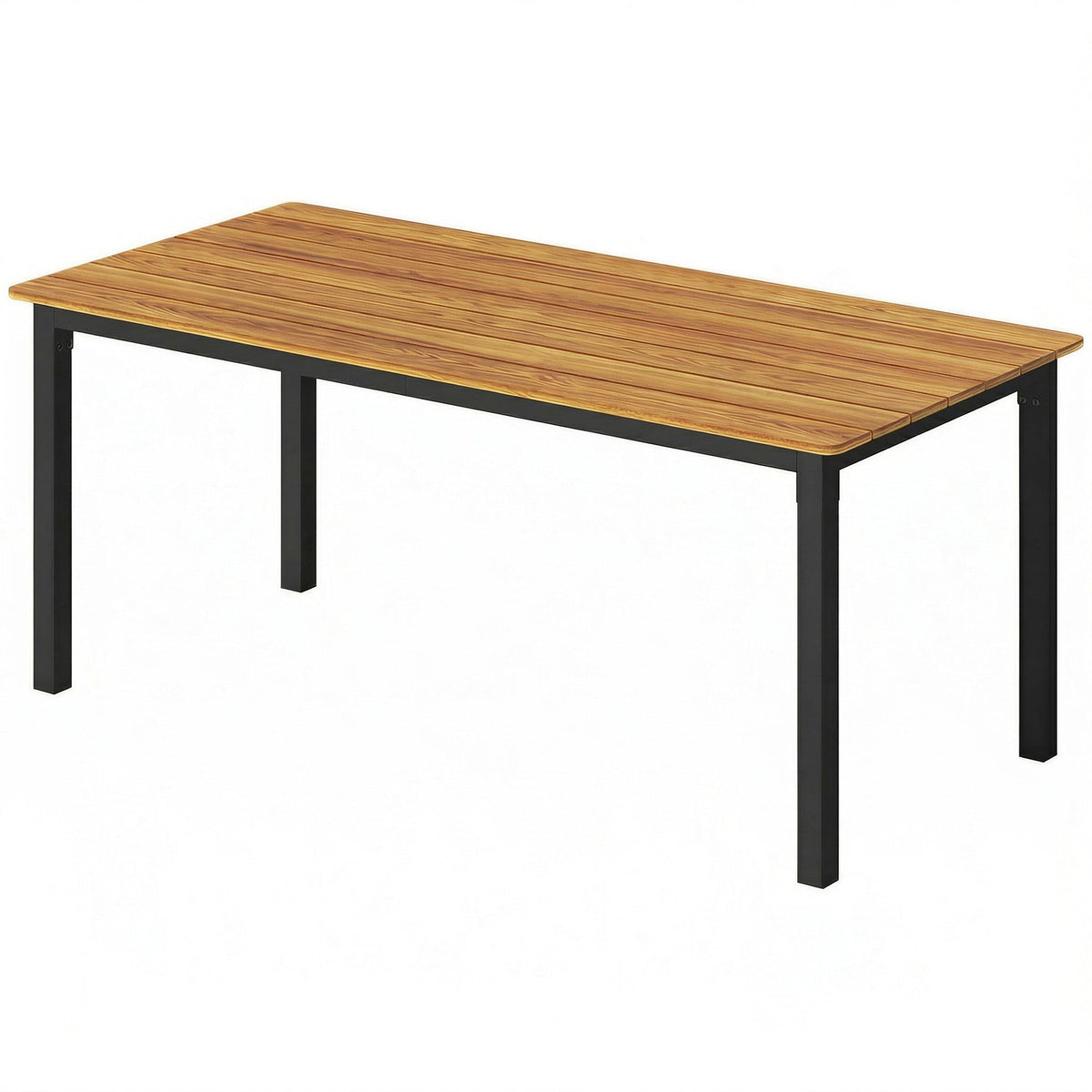 180 x 86 cm Garden Dining Table for 6-8 with Wood Slatted Top, Teak — product view 2