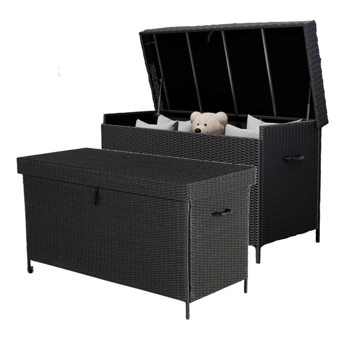 LOUNGE YARD 170-Gallon Outdoor Wicker Storage Box Set with Lid and Handles — product view 2