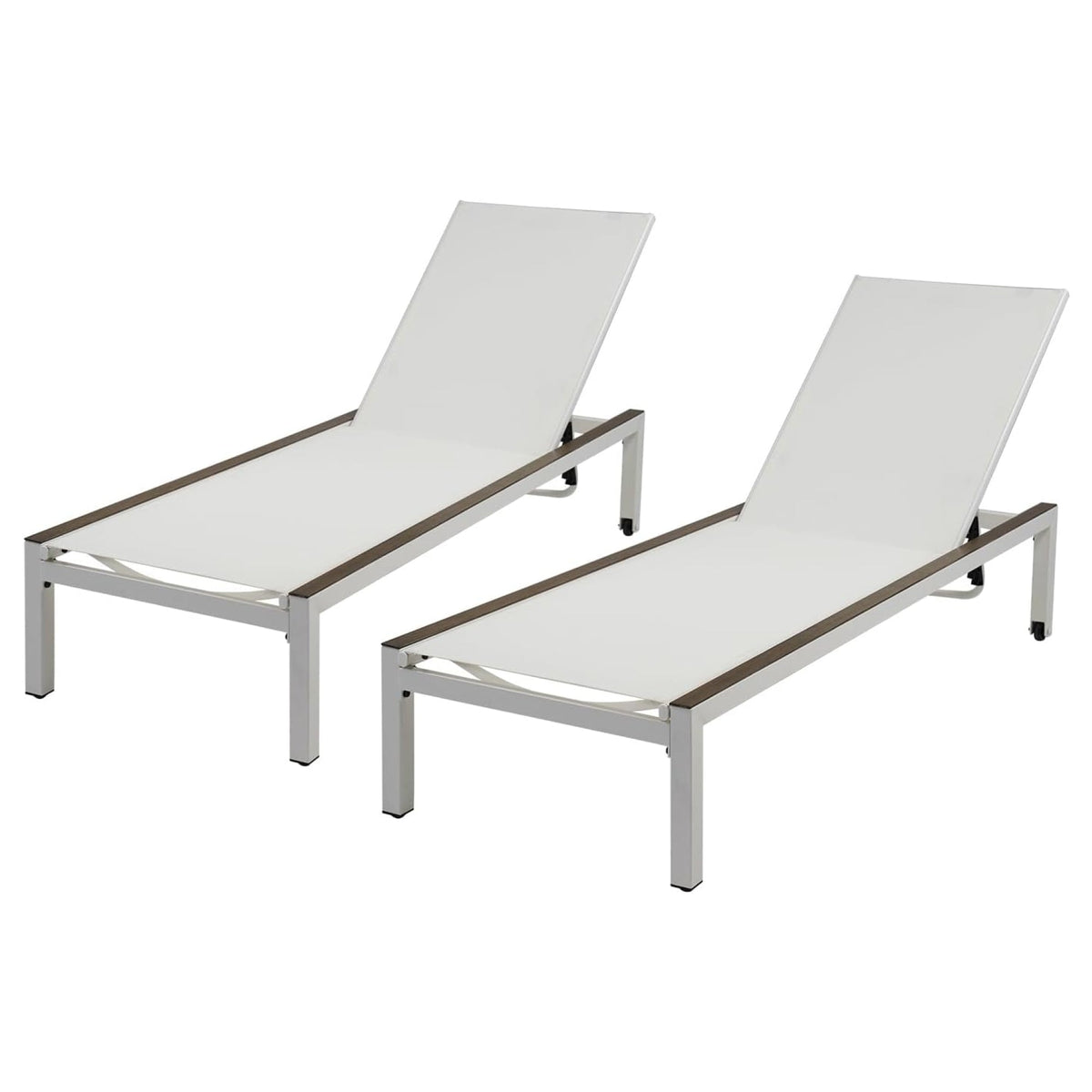 LOUNGE YARD Outdoor Mesh Sling Chaise Lounge with Wheels & Adjustable Backrest — product view 2