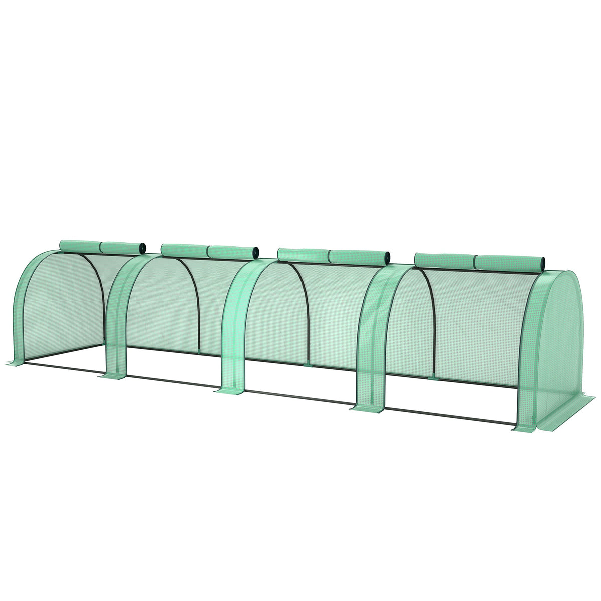 13' L x 3' W x 2.5' H Portable Tunnel Greenhouse with Roll-Up Zippered Doors & UV-Resistant Waterproof PE Cover Green — product view 2