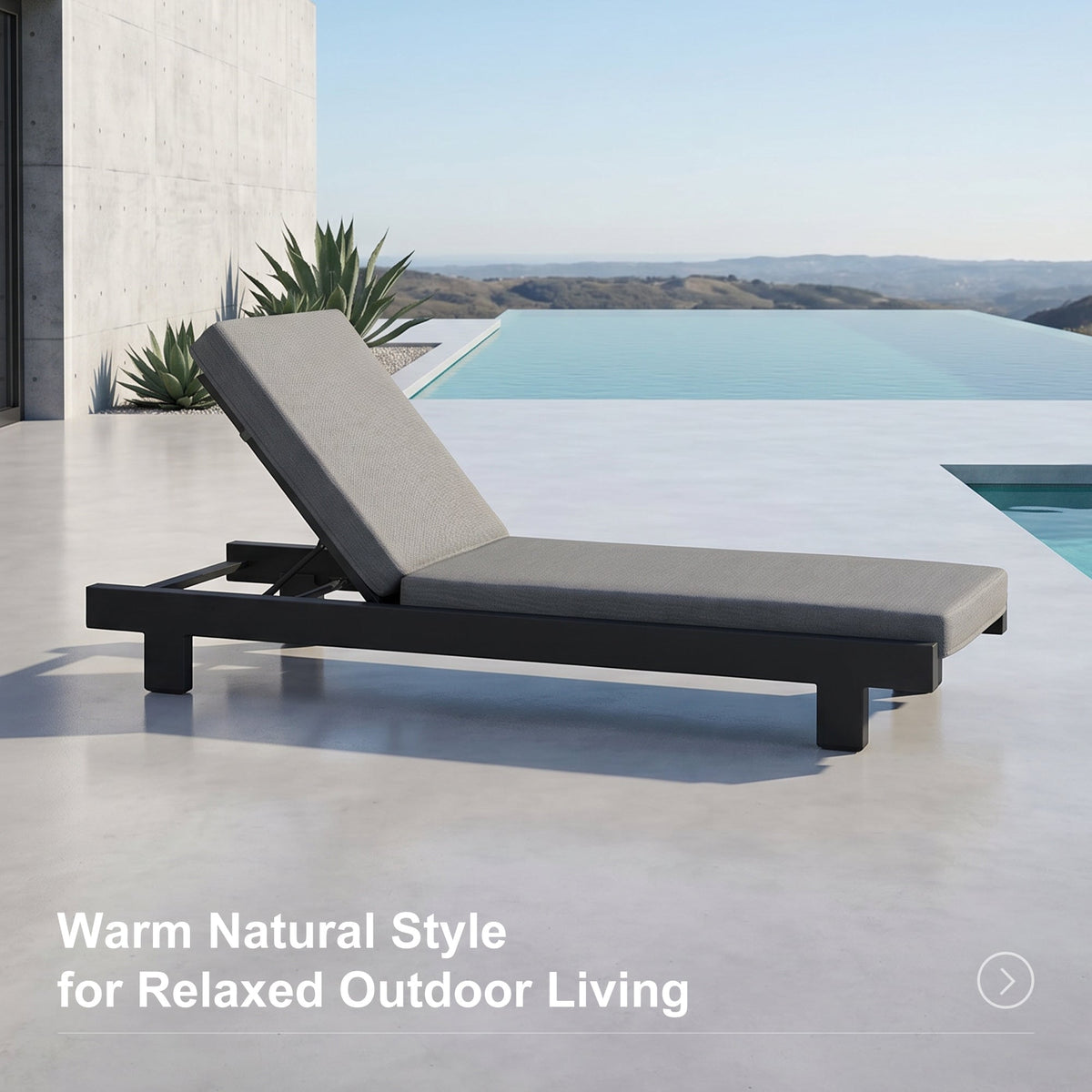 PURPLE LEAF Outdoor Standard Daybed for Patio, Poolside Chaise Lounge Bed with Cushion, Olefin Blend Fabric, Aluminum Frame Sunbed for Deck and Backyard — product view 6