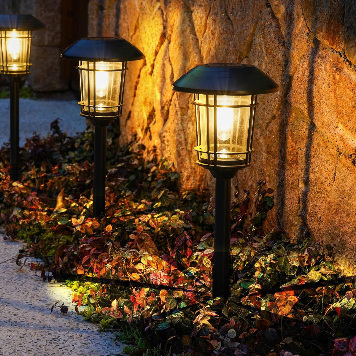 LOUNGE YARD Outdoor Glass Solar Pathway Lights - Aluminum & Steel Frame — product view 1