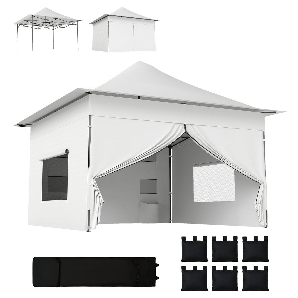 12 x 12 ft Pop Up Canopy Tent with Sidewalls and Wheeled Bag, Silver — product view 1