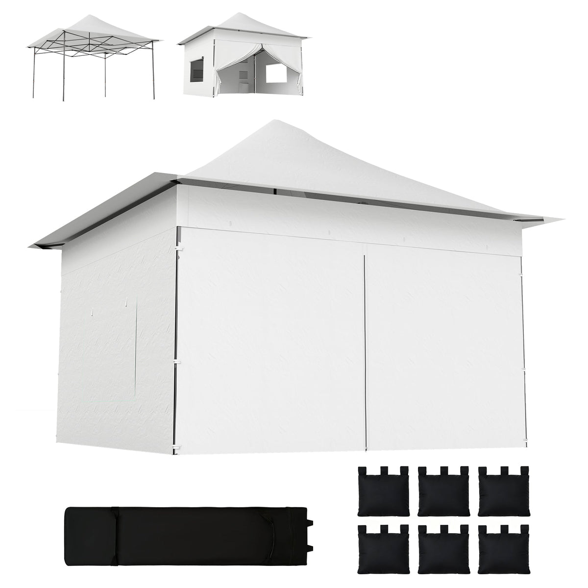 12 x 12 ft Pop Up Canopy Tent with Sidewalls and Wheeled Bag, Silver — product view 2