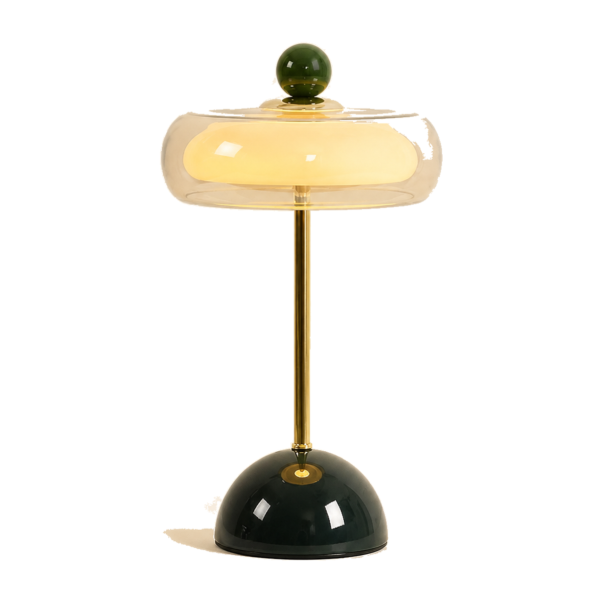 Verda Green Glass Halo Table Lamp Cordless Rechargeable Bedside Light for Consoles and Dining — product view 1