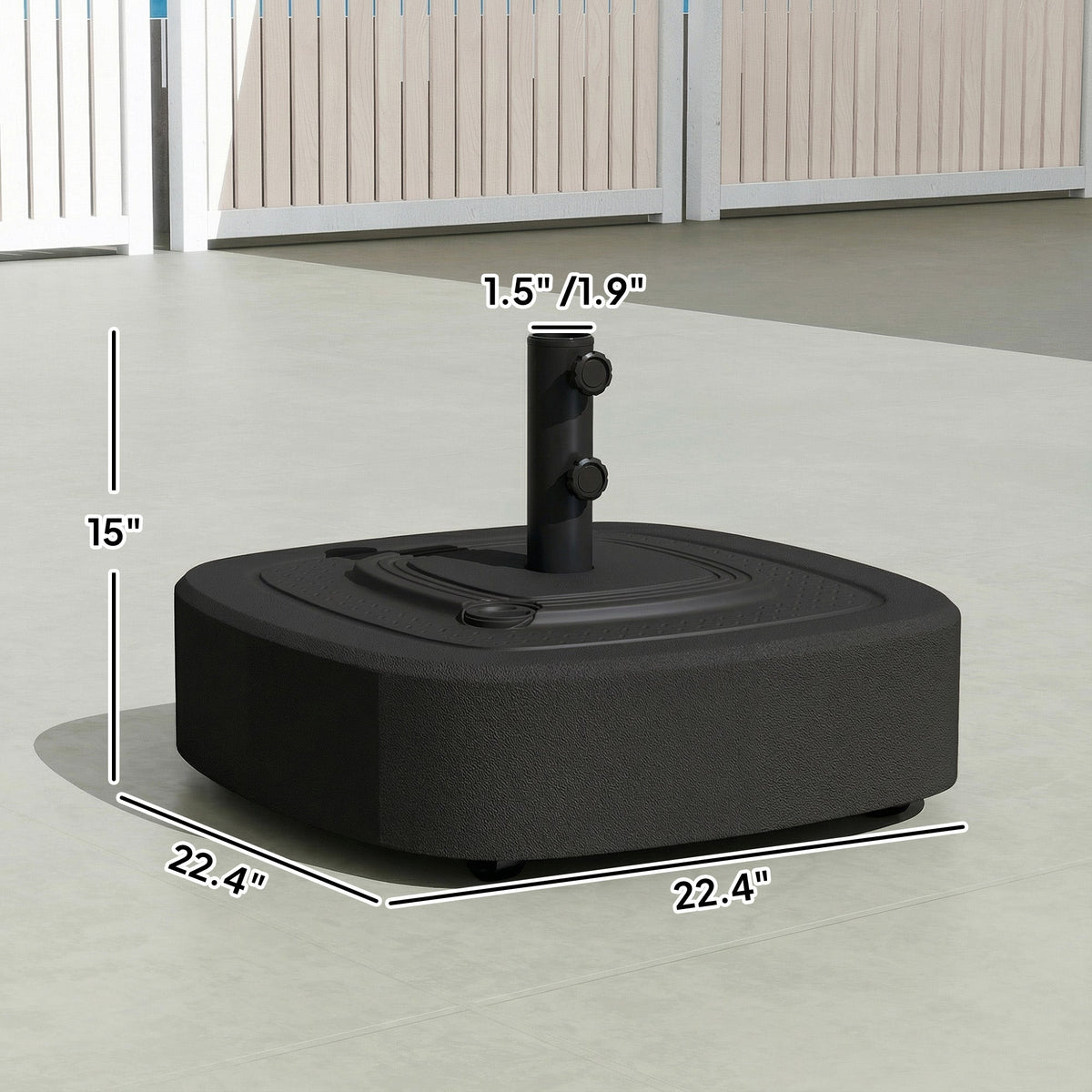 Patio Umbrella Base with Wheels, 110 lbs Sand/86 lbs Water, Black — product view 5
