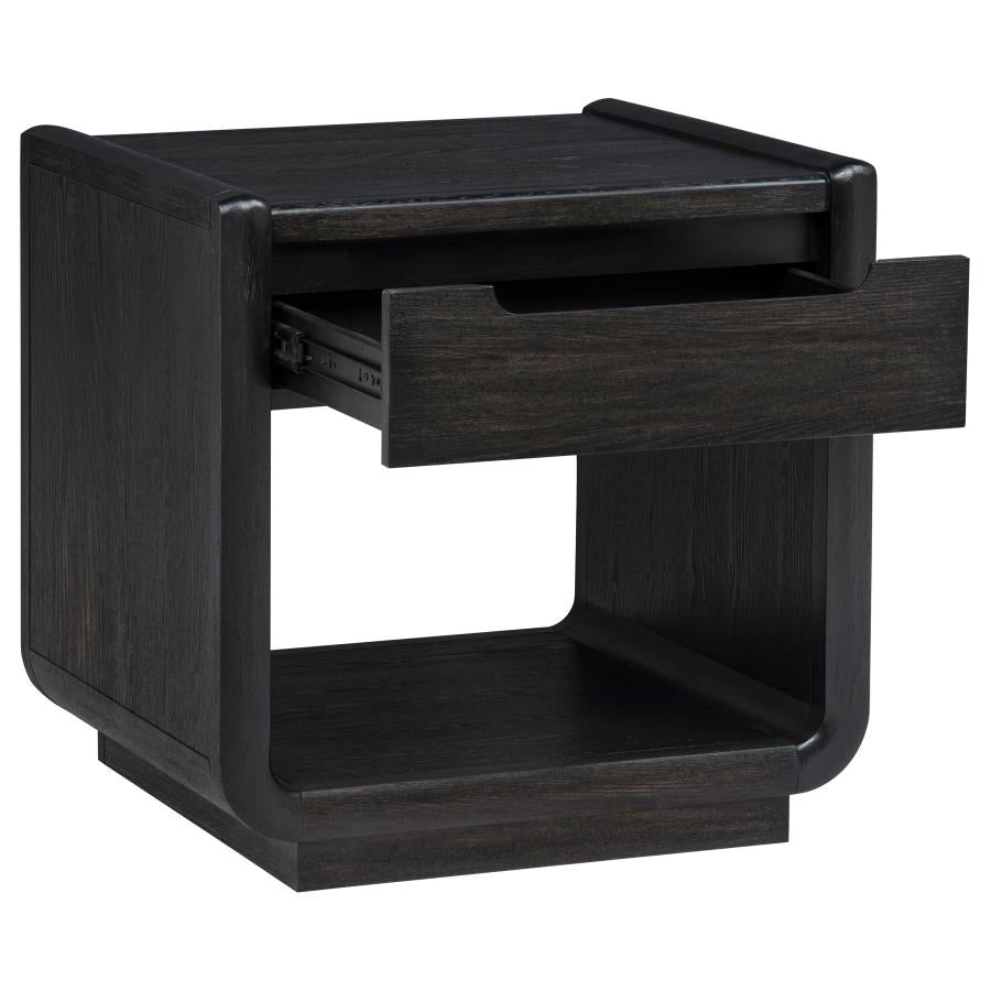 Leandro 1-Drawer Occasional Side End Table Burnished Black – 704637 — product view 2