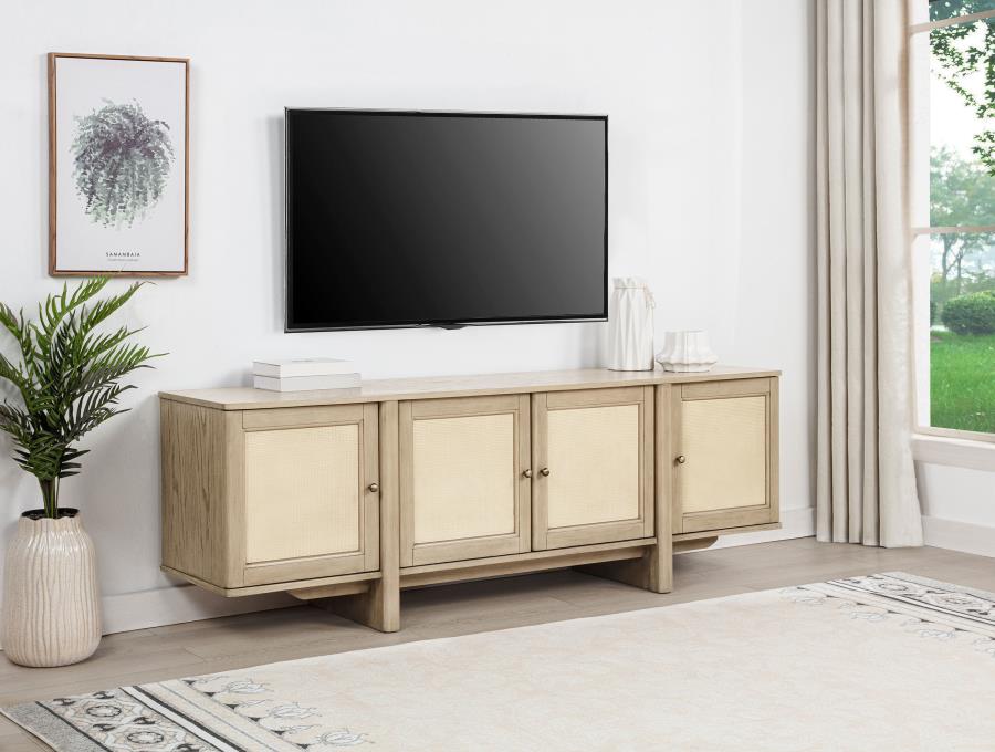 Kailani 79" Beige Oak Cane-Door TV Entertainment Stand – 706583 — product view 1