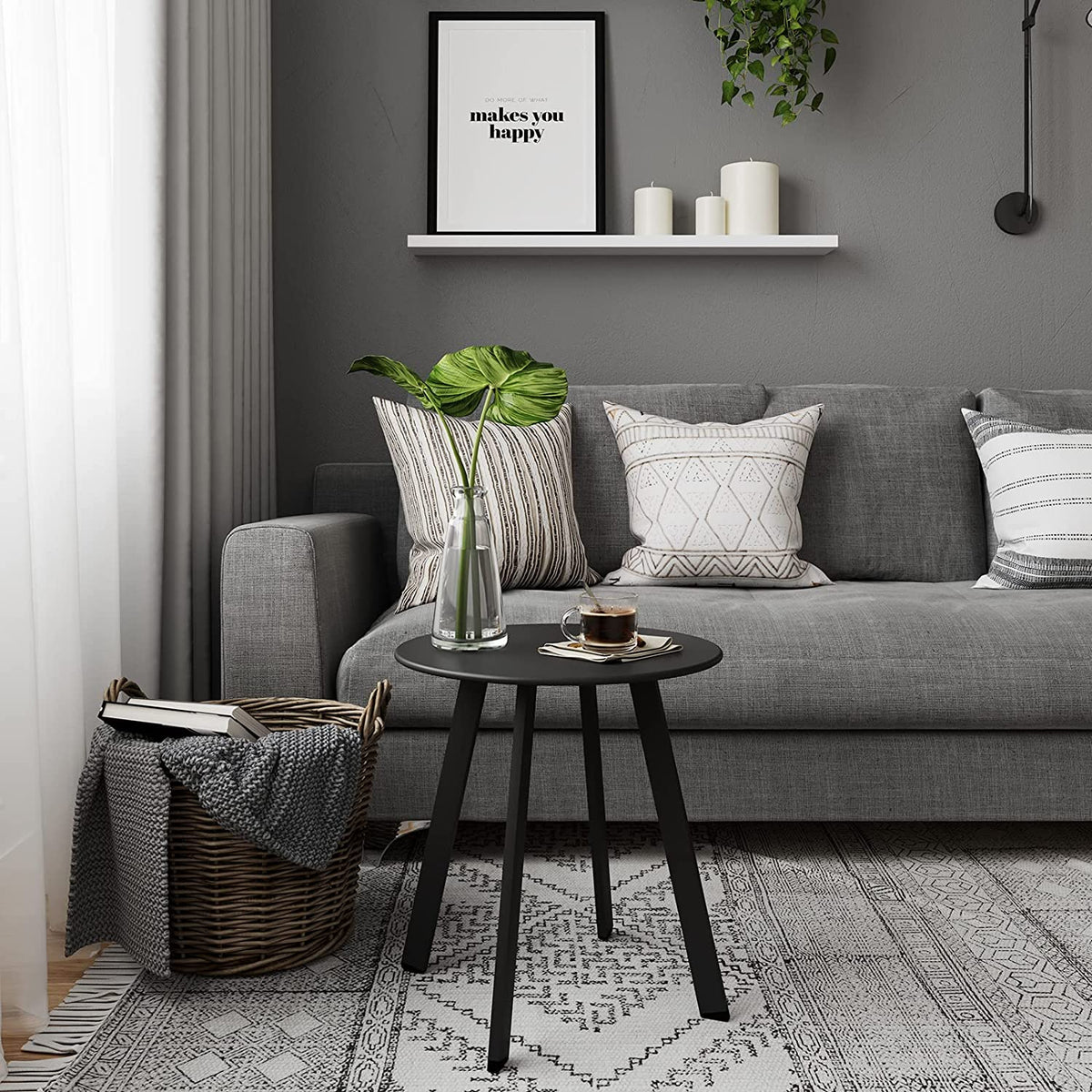 LOUNGE YARD Round Steel Patio Coffee Table 2PC Weather Resistant Nesting Tables — product view 5