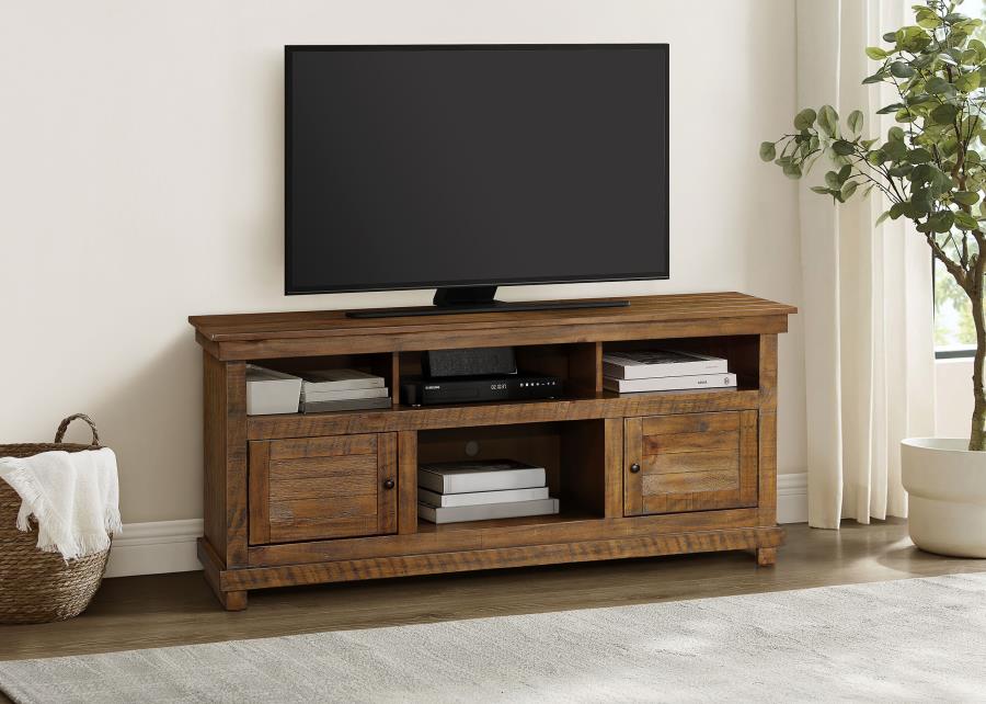 Payne Distressed Brown Wood 60" 2-Door Country Cottage Style TV Stand – 710042 — product view 1