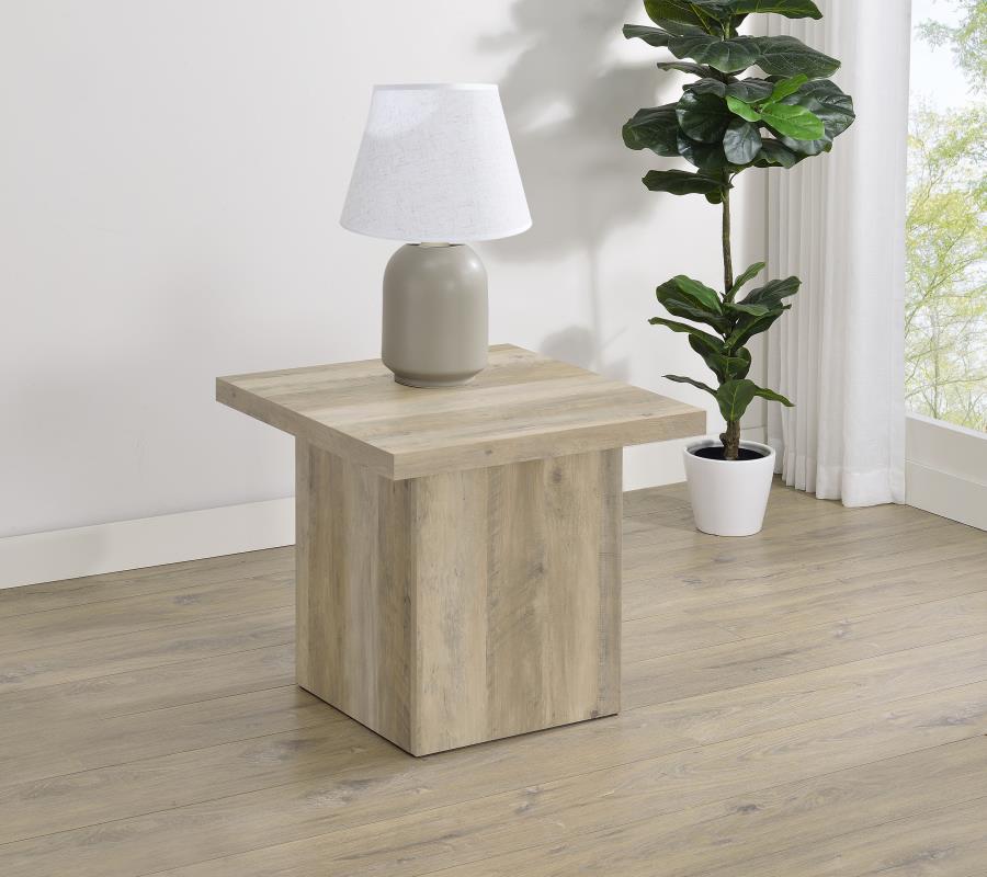 Devar Distressed Pine Square End Accent Table – 710877 — product view 1
