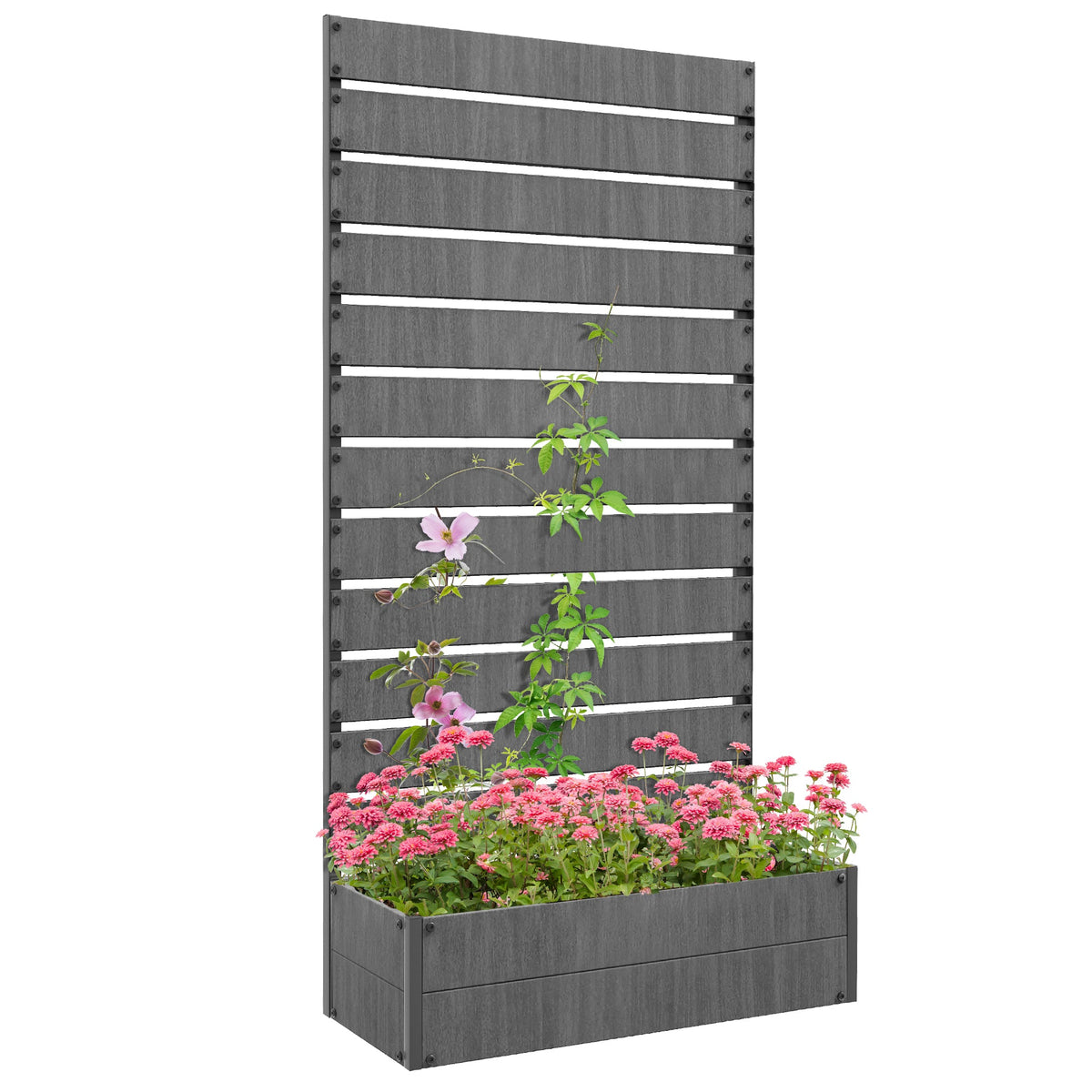 35.6" x 15" x 70.9" Raised Garden Bed with Trellis, Dark Grey — product view 1