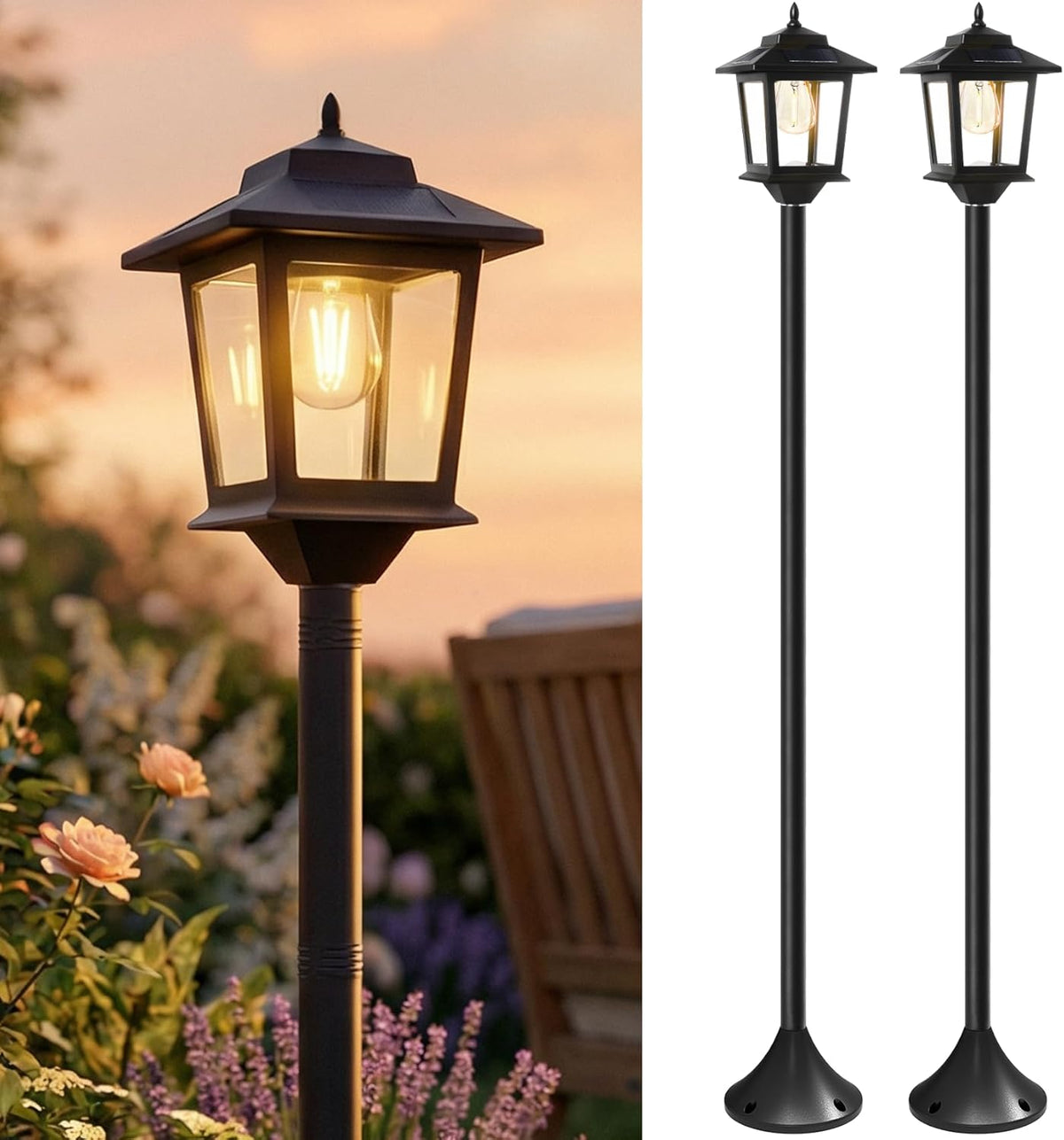 Solar Post Lantern Driveway Warm White Waterproof Outdoor Curb Appeal — 1, 2 & 4-Pack — product view 4