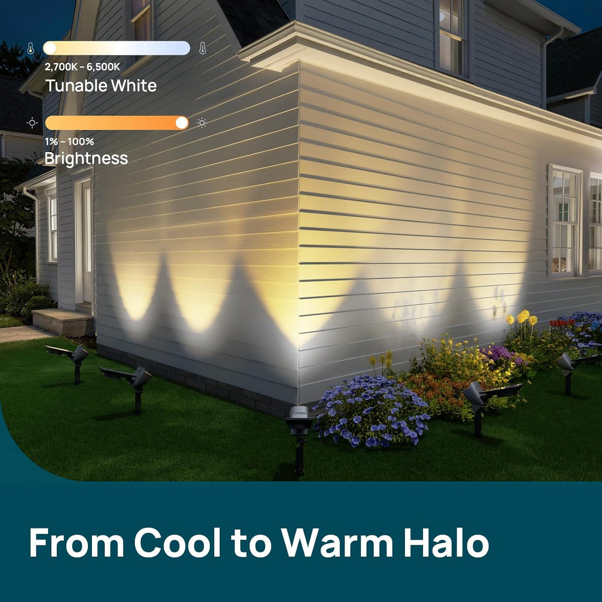Linkind Smart Solar Spotlights SL6C with Dual-Ring Lighting(App&Voice Control, 16 Million Color, IP66 Waterproof) — product view 4