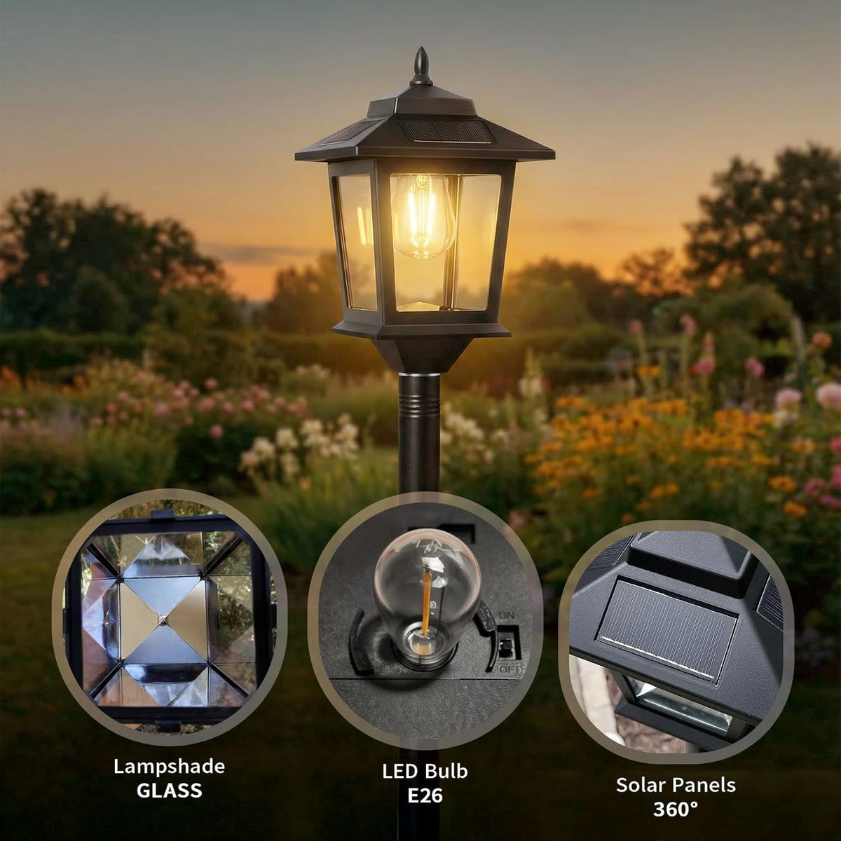 Solar Post Lantern Driveway Warm White Waterproof Outdoor Curb Appeal — 1, 2 & 4-Pack — product view 7