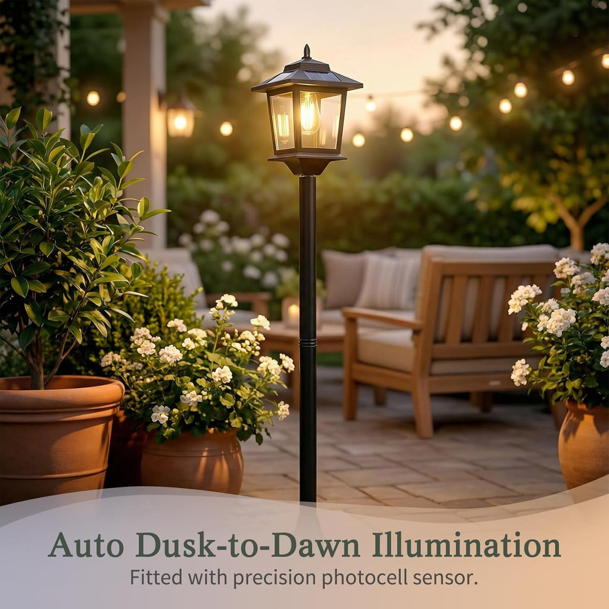Solar Post Lantern Driveway Warm White Waterproof Outdoor Curb Appeal — 1, 2 & 4-Pack — product view 1