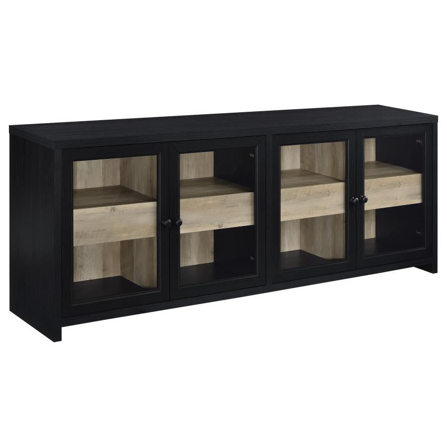 Denison Black & Distressed Pine 79" TV Stand Media Console – 720223 — product view 2