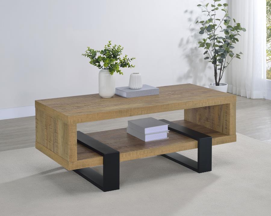 Coaster Dinard Mango and Black Finish Wood Coffee Table – 723678 — product view 1