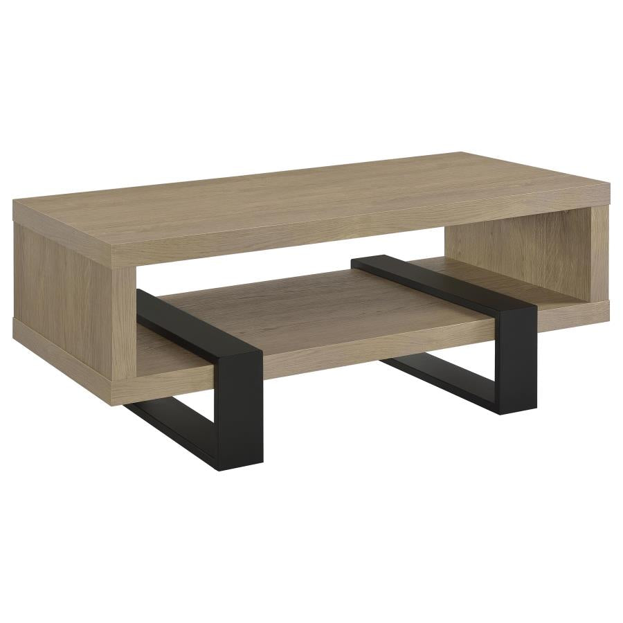 Coaster Dinard Latte and Black Finish Wood Coffee Table – 723688 — product view 2