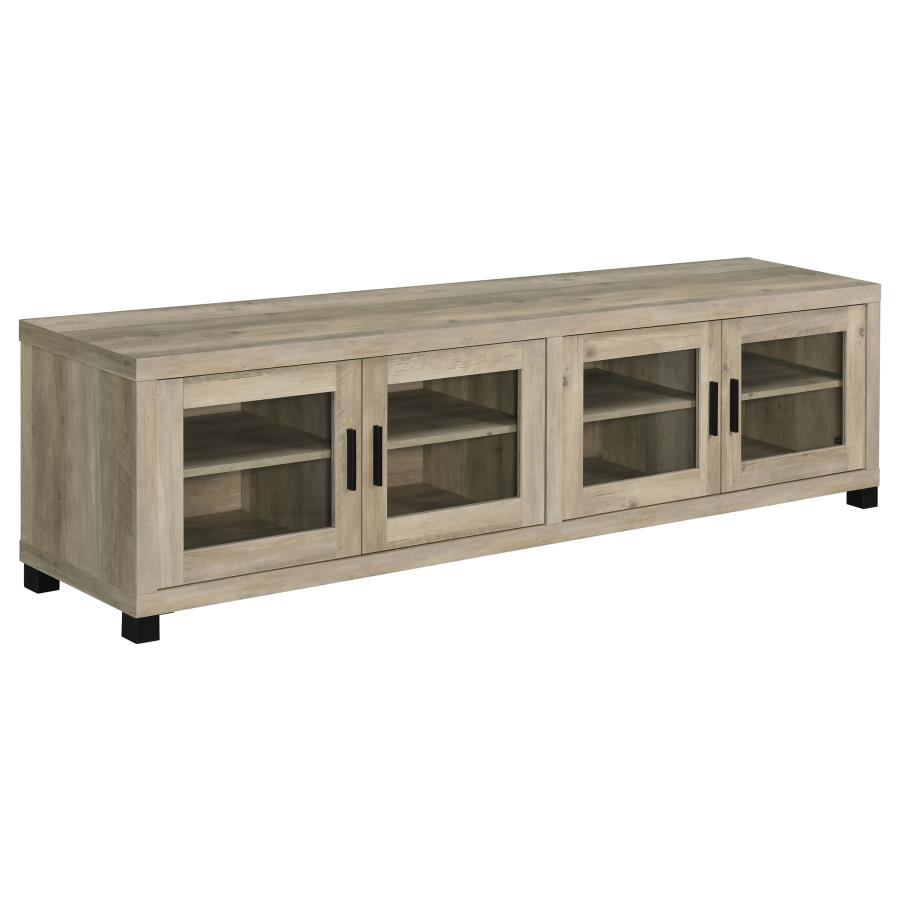 Sachin Distressed Pine 79" TV Stand with 4 Glass Front Doors – 736283 — product view 2