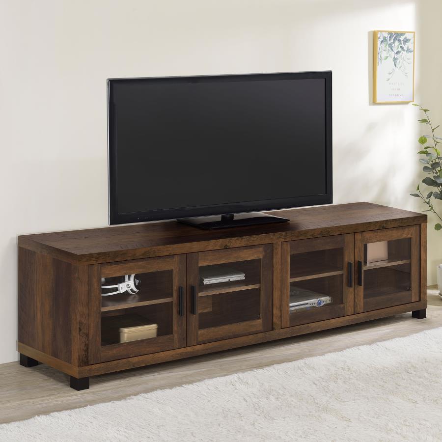 Sachin Dark Pine 79" TV Stand with 4 Glass Front Doors – 736293 — product view 1