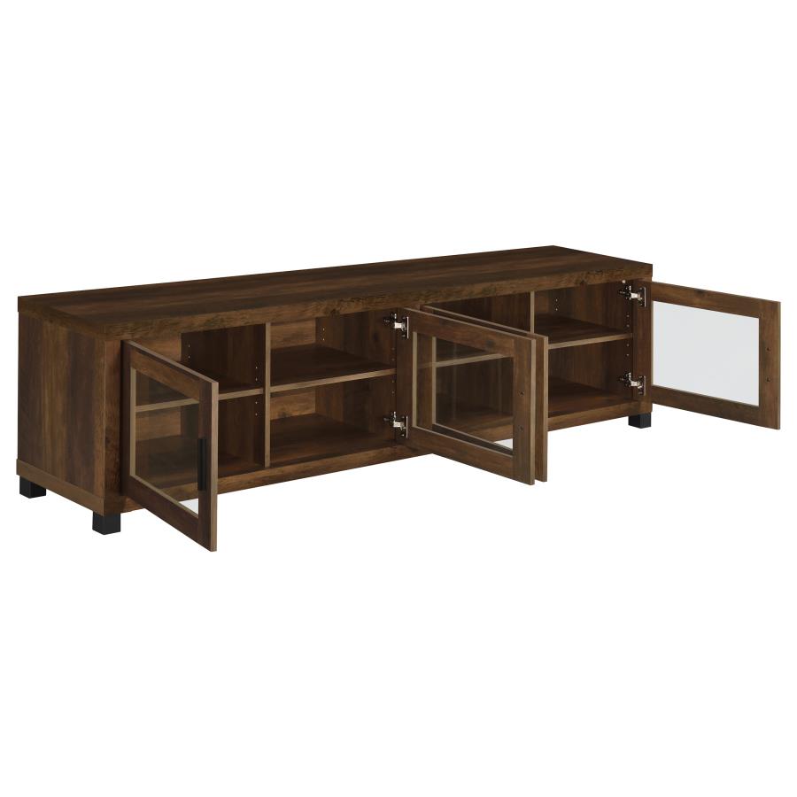 Sachin Dark Pine 79" TV Stand with 4 Glass Front Doors – 736293 — product view 3