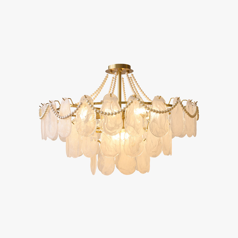 Kristy Elegant Pearl/Glass/Metal Chandelier, White — product view 6