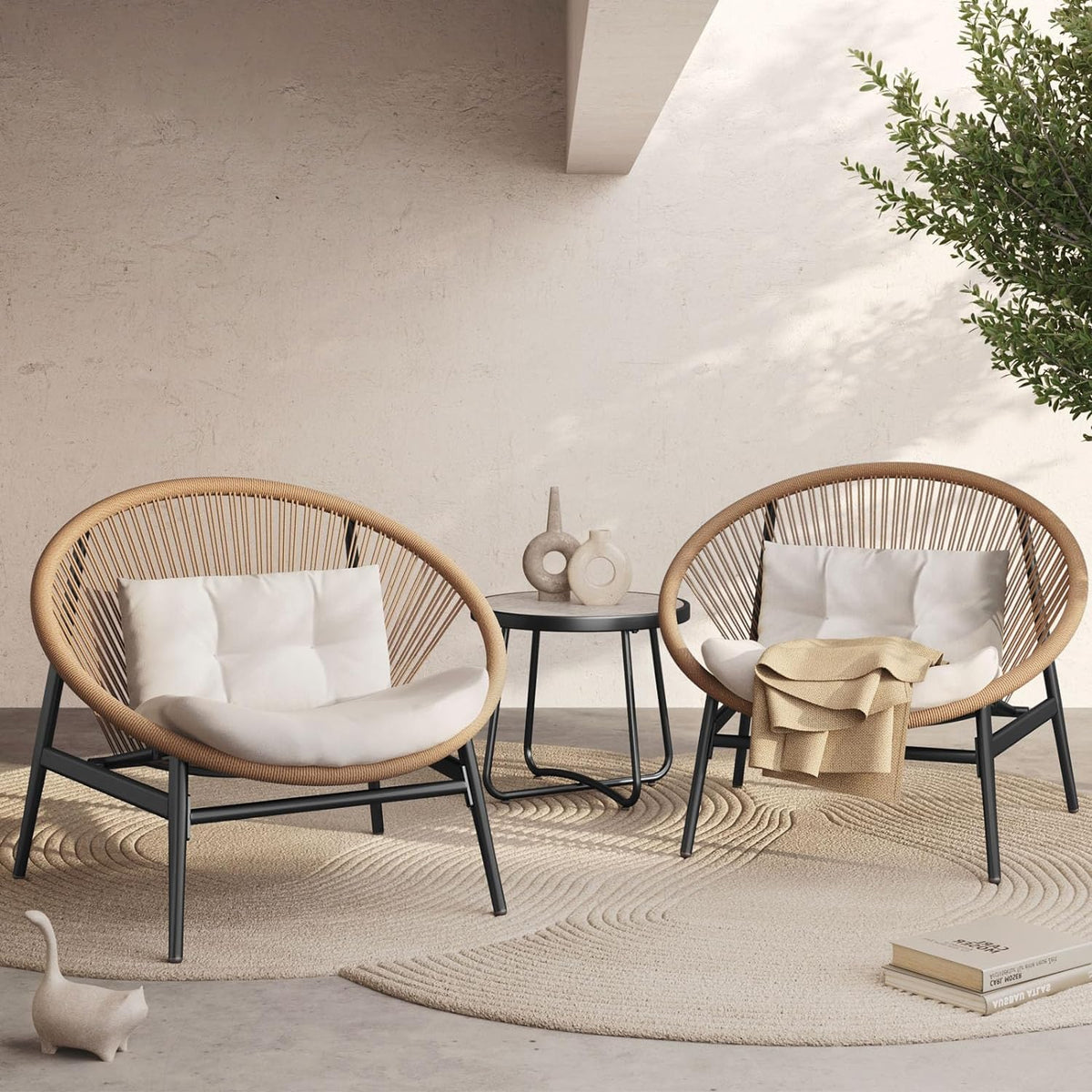 LOUNGE YARD Outdoor Furniture Set,Wicker Seating Set Oversized Chairs — product view 6