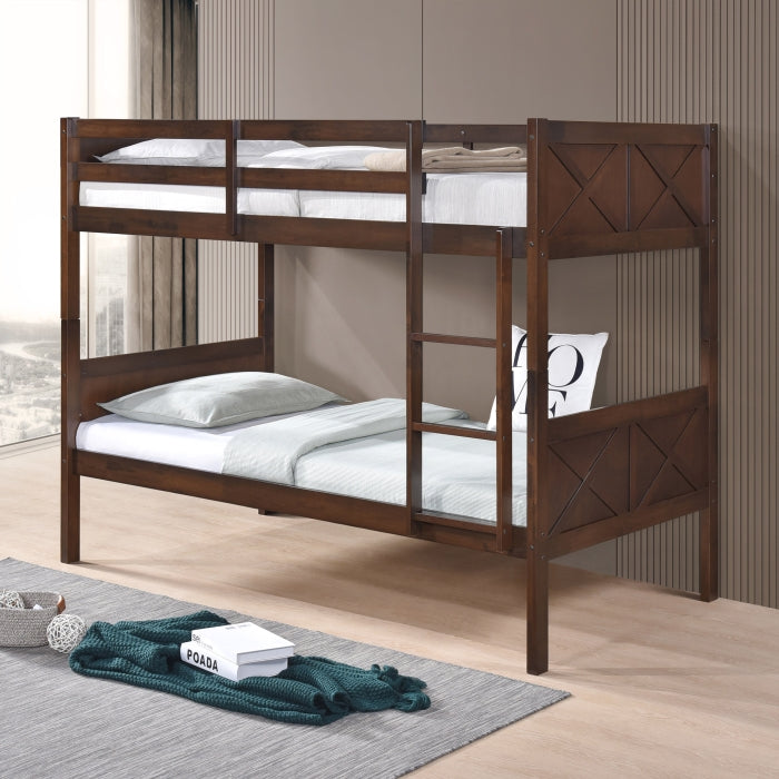 University Espresso Twin Over Twin Convertible Bunk Bed – Milton Greens Stars - 7542 — product view 1