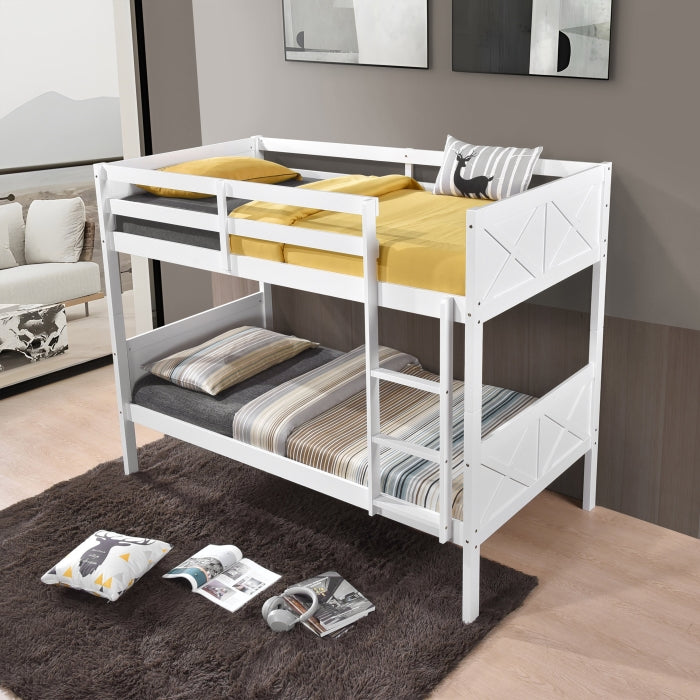 University White Twin Over Twin Convertible Bunk Bed – Milton Greens Stars - 7543 — product view 3