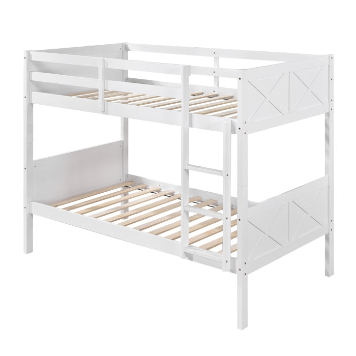University White Twin Over Twin Convertible Bunk Bed – Milton Greens Stars - 7543 — product view 4