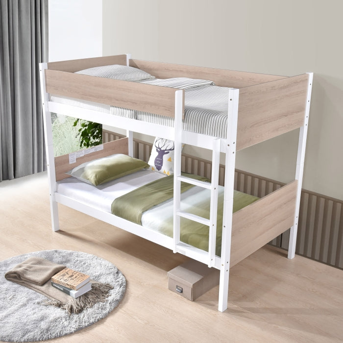 Two Tone White and Natural Twin Over Twin Convertible Bunk Bed – Milton Greens Stars - 7546 — product view 4