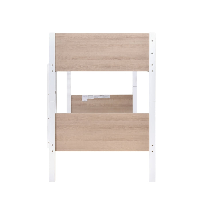 Two Tone White and Natural Twin Over Twin Convertible Bunk Bed – Milton Greens Stars - 7546 — product view 5