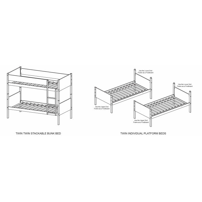 Two Tone Brown Twin Over Twin Convertible Bunk Bed – Milton Greens Stars - 7547 — product view 7