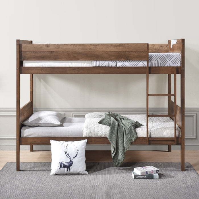 Two Tone Brown Twin Over Twin Convertible Bunk Bed – Milton Greens Stars - 7547 — product view 2