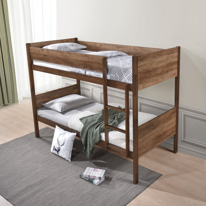 Two Tone Brown Twin Over Twin Convertible Bunk Bed – Milton Greens Stars - 7547 — product view 3