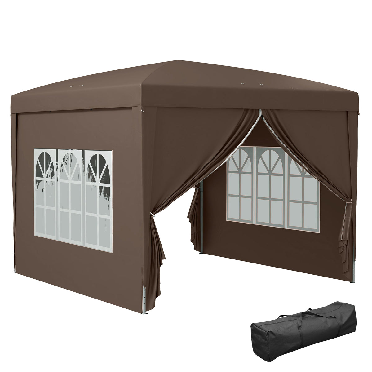 10' x 10' Pop-Up Party Tent Canopy with Carrying Bag, Coffee — product view 1