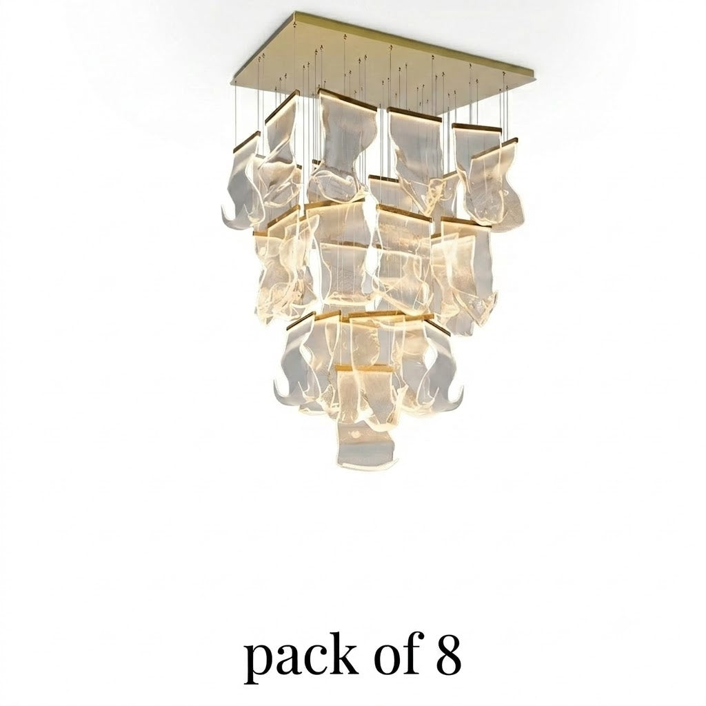 ZEPHYR Acrylic Wave Chandelier Remote Dimmable Dining Room Living Room — 6 to 35 Lights — product view 4