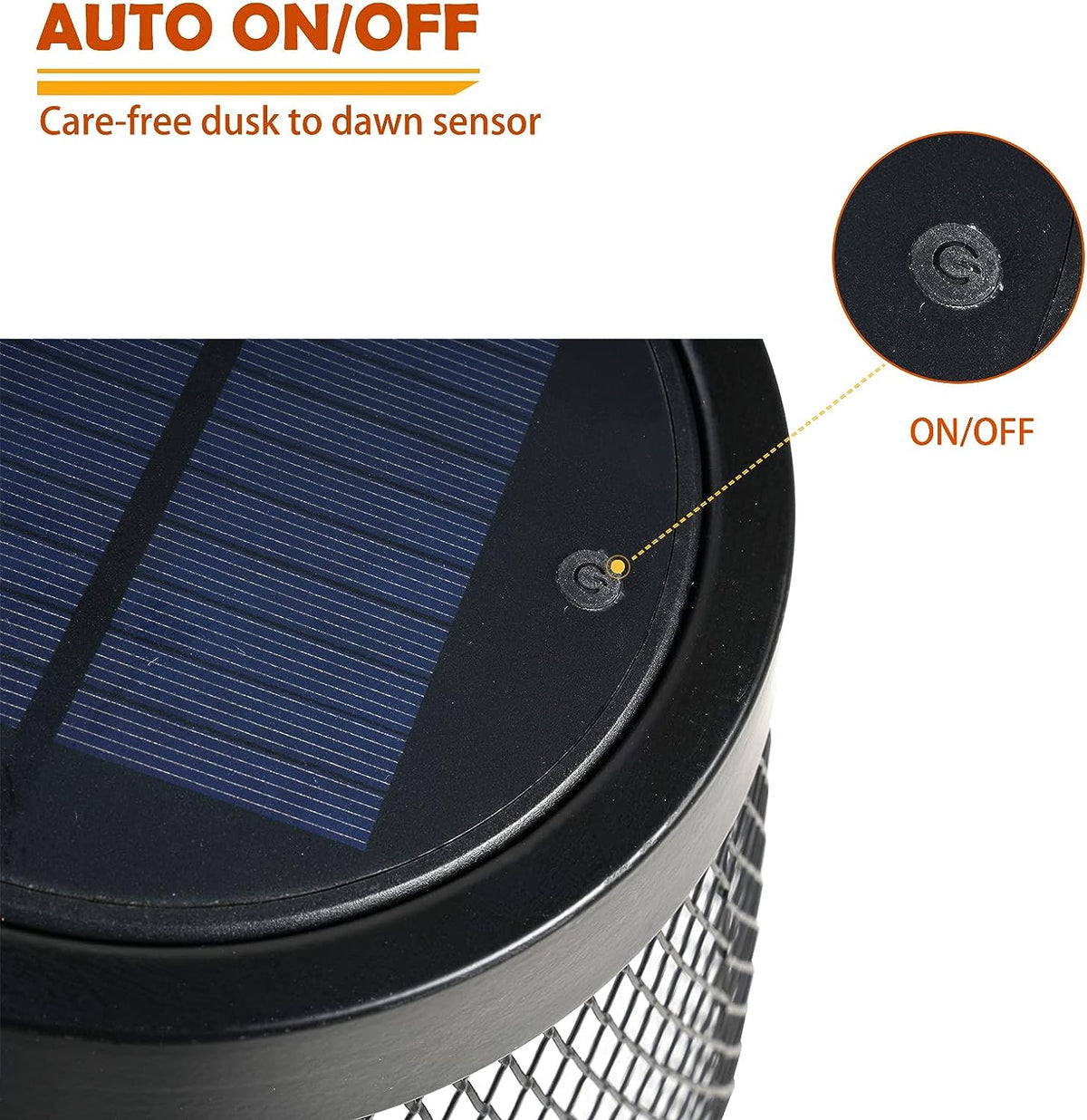 LOUNGE YARD Shadow Solar Powered 28"H Floor Lamp, Metal Wire Shade, LED Modern Outdoor Flickering Lantern — product view 5